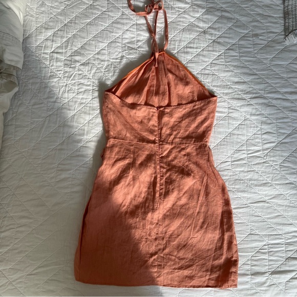 Reformation Dory Halter Mini Dress in Peaches - Picture 3 of 6